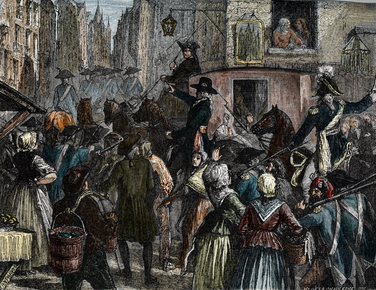 Kung Ludvig XVI och hans familj fördes till templet (färgstick) av French School