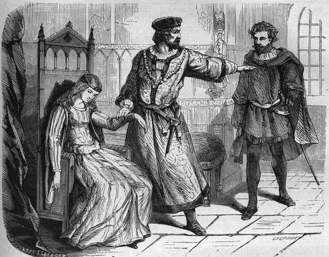 Kung Filip VI av Frankrike (Philippe de Valois) (1293 - 1350) och hans hustru Blanche av Navarra (v. 1333-1398). Gravyr i "Prostitutionens och utsvävningens historia bland alla världens folk från antiken till våra dagar" av Dr Th. -F. Debray. av French School