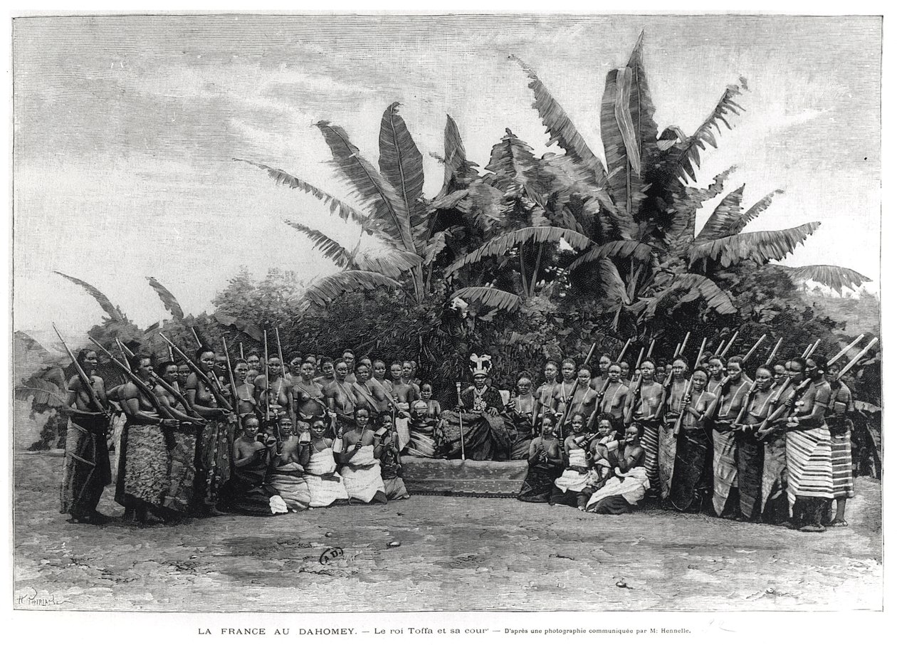 Kung Toffa (f. 1874-1908) och hans hov, Dahomey, 1892 av French School