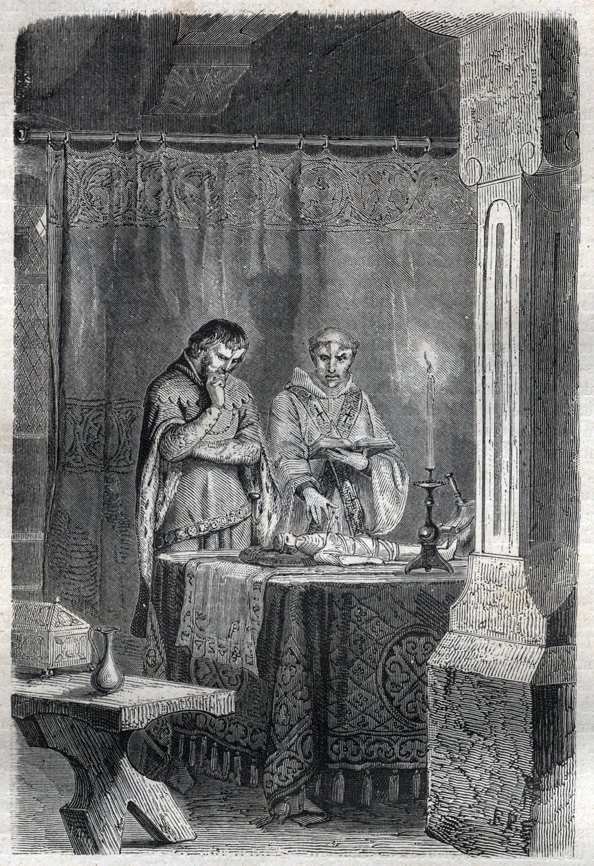 Kungen av Frankrike Karl V den vise (1338 - 1380) rådfrågade napparna. Gravyr i "" Påvarnas historia (...) Drottningkungens och kejsarnas brott genom århundradena" av Maurice Lachatre av French School