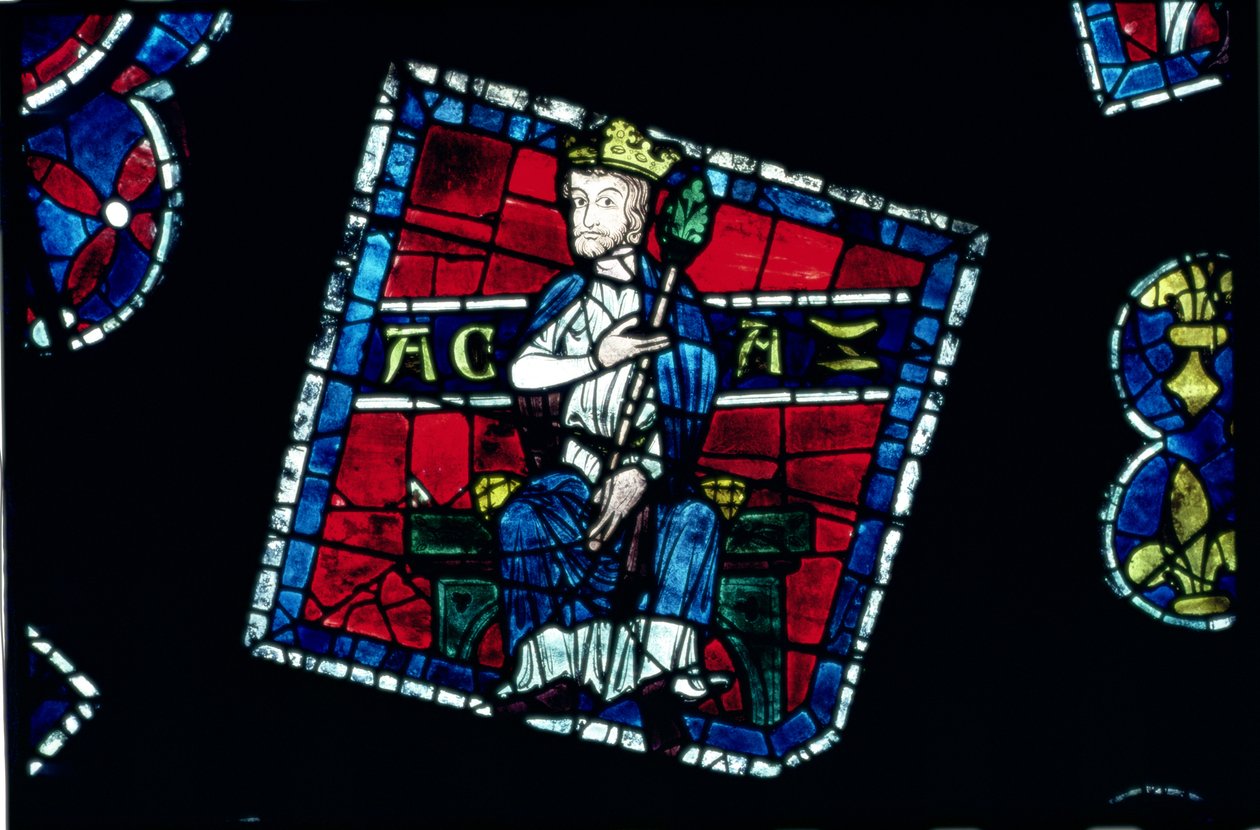 Kung av Juda, detalj från norrrosfönstret, c.1223 av French School