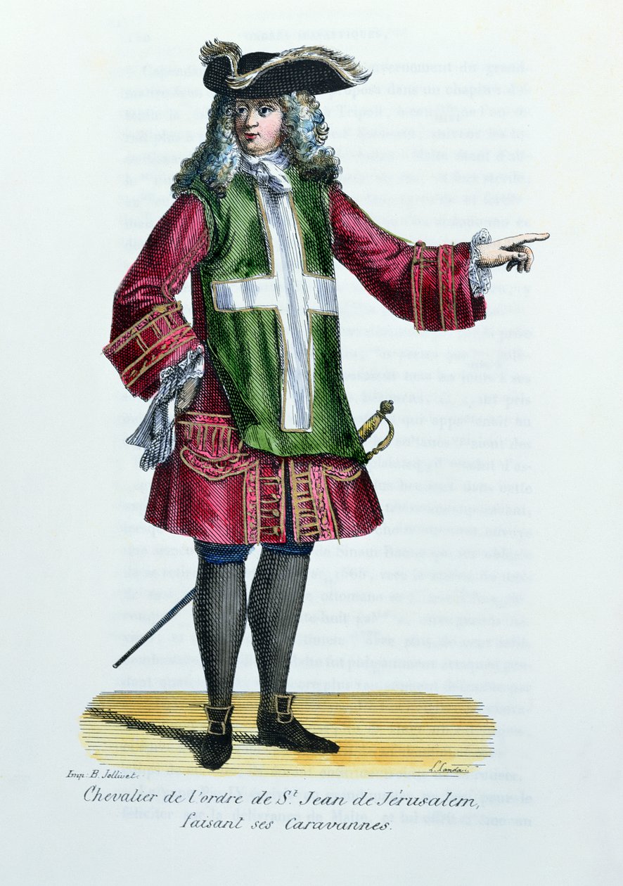 Riddare av Johannesorden av Jerusalem, illustration från History and Costumes of Monastic Orders by Father Helyot, 1842 av French School