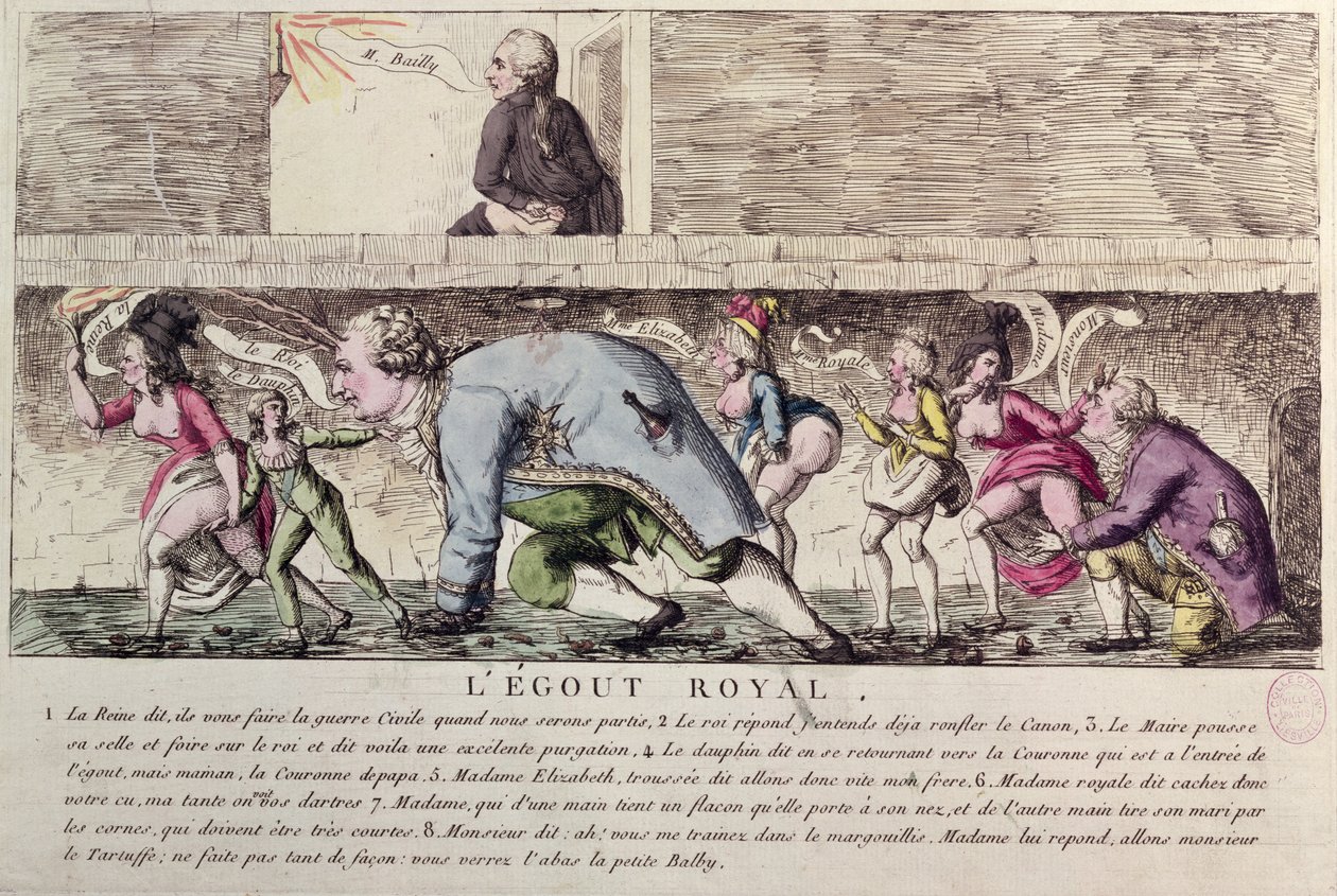 LEgout Royal karikatyr av den franska kungafamiljens flykt till Varennes den 21 juni 1791 av French School