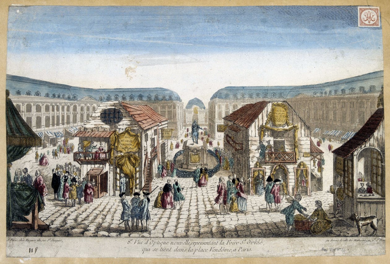 La Foire St Ovide, Place Vendome i Paris - gravyr av French School