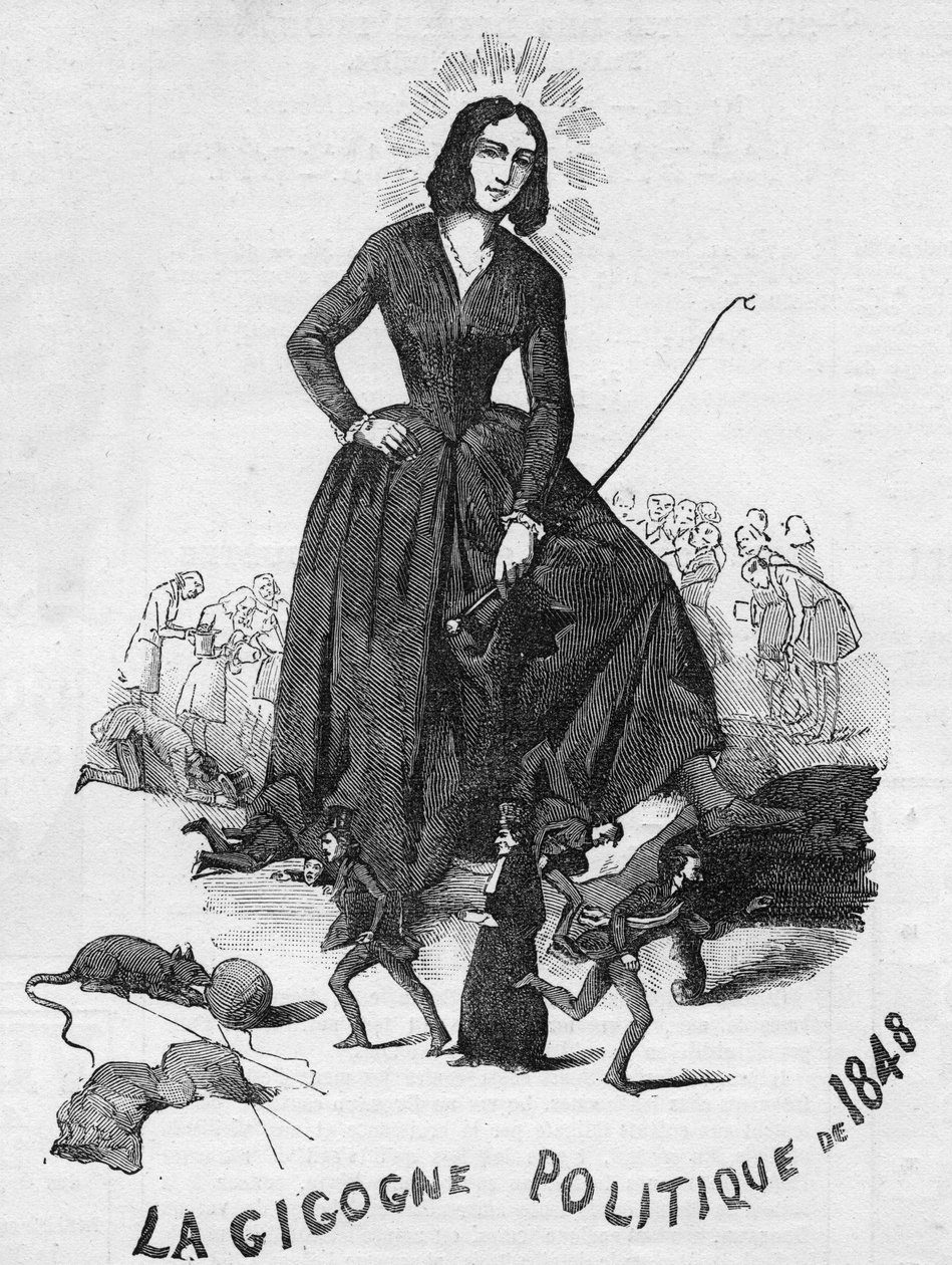 Den politiska Gigogne 1848 (George Sand (Aurore Dupin, Baronne Dudevant) (1804-1876) fransk författare). av French School