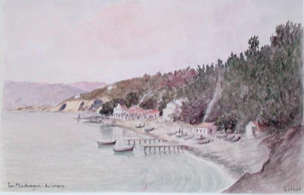 La Madrague des Lecques (akvarell på papper) av French School