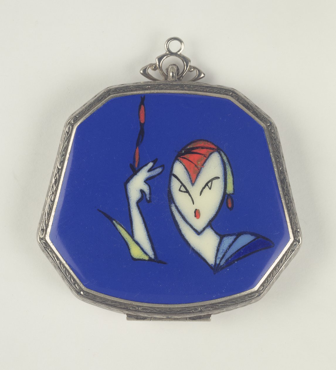 La Mode Femme Fatale Powder Compact, fransk, 1920-30 (emalj) av French School