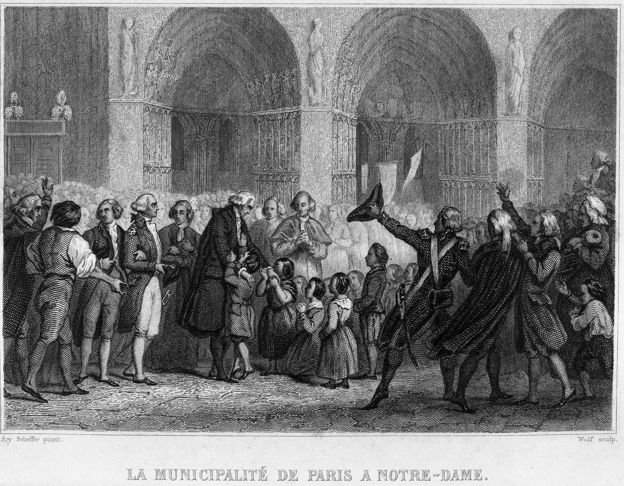 Paris kommun vid Notre-Dame - i "Franska revolutionen"" av Thiers. 1800-talet av French School