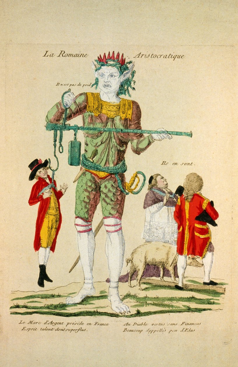 Den aristokratiska romaren, pub. 1789 (handfärgad gravyr) av French School