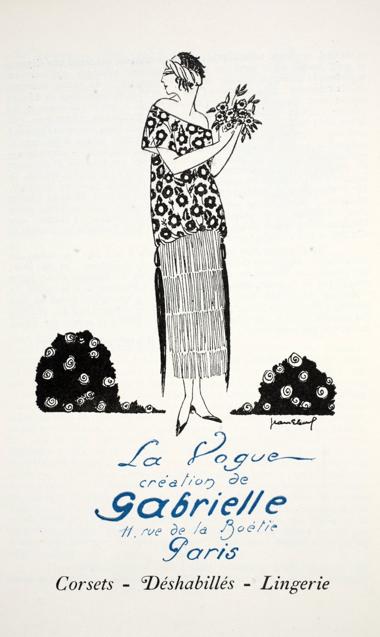 La Vogue skapad av Gabrielle (stenciltryck) av French School