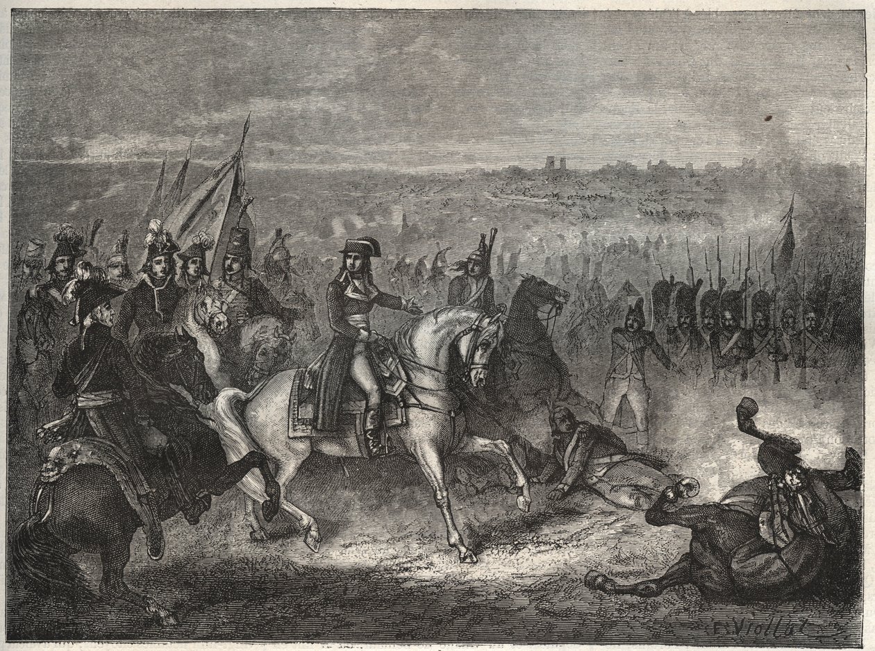 La battle de Lonato - NAPOLEON VID LONATO - Kallas även det andra slaget vid CASTIGLIONE: i sitt italienska fälttåg besegrar Napoleon österrikarna under Wurmser, vilket tvingar dem att dra sig tillbaka till Mantova. 3 augusti 1796 - New National Encycloped av French School