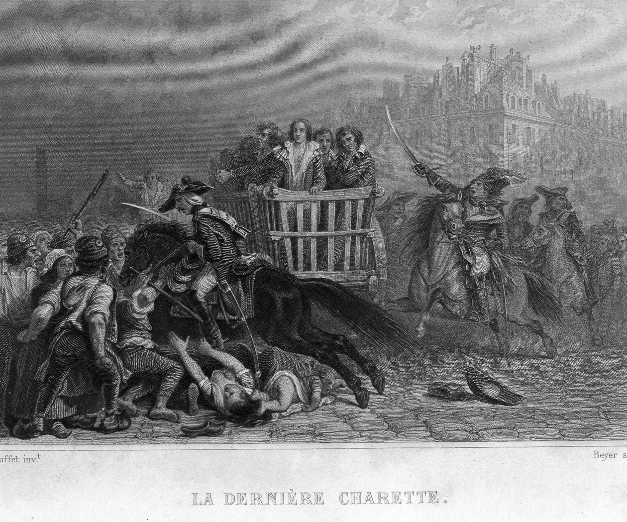 Den sista vagnen - i "Franska revolutionen" av Thiers. 1800-talet av French School