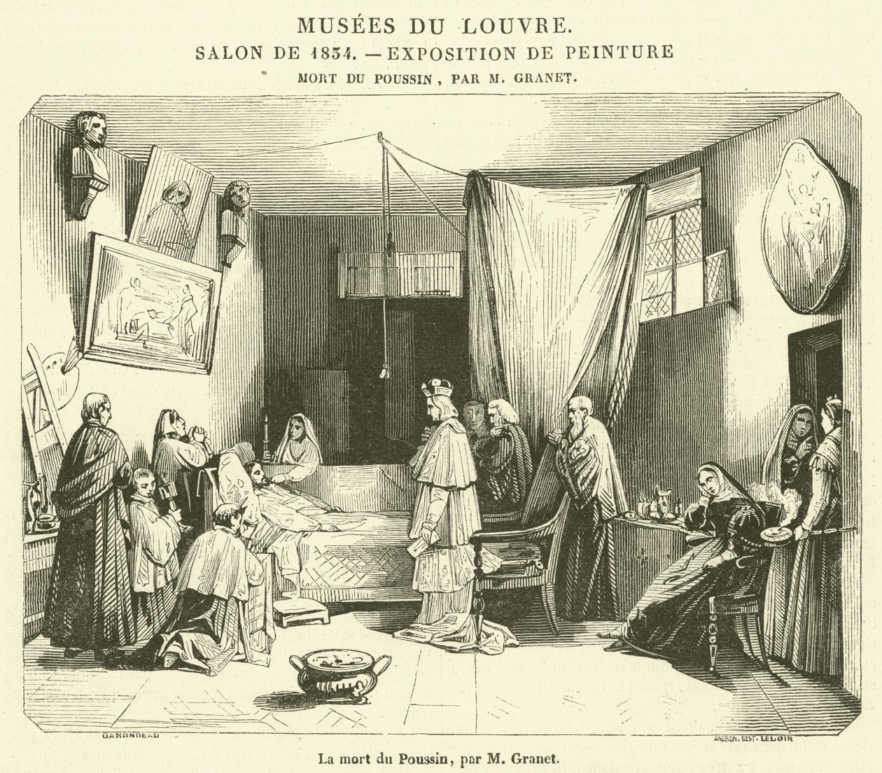 Poussins död (gravyr) av French School