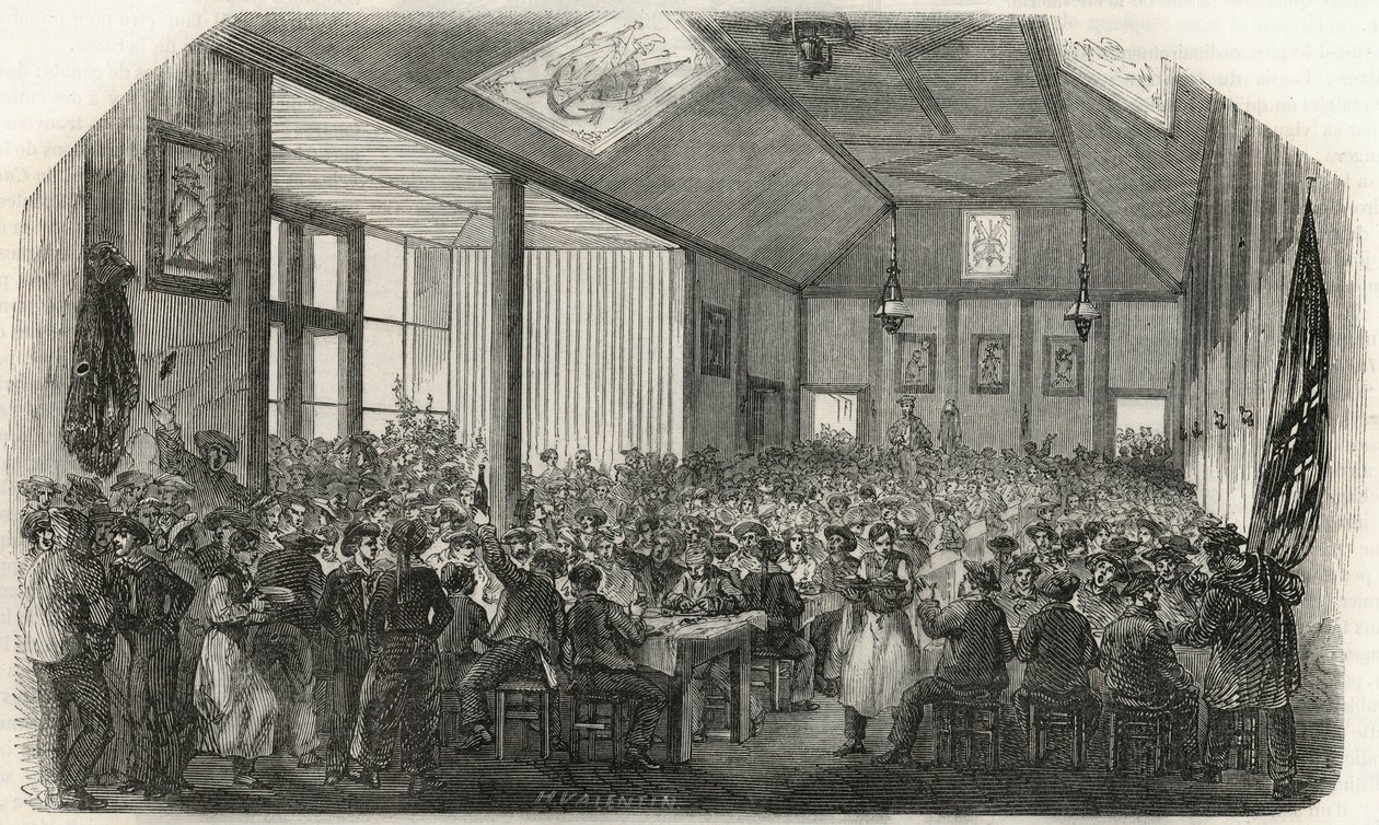 Båtsmännens krog i Bercy på 1800-talet - Gravyr i "Tableau-de-Paris"" av Edmond Texier 1852 av French School