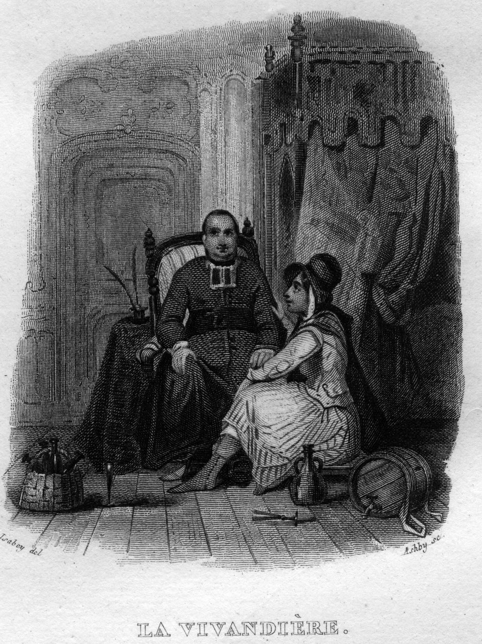 La vivandiere Chanson de Beranger i "" Oeuvres completes"" (1834) av Pierre Jean de Beranger (1780-1857), fransk poet och låtskrivare. av French School