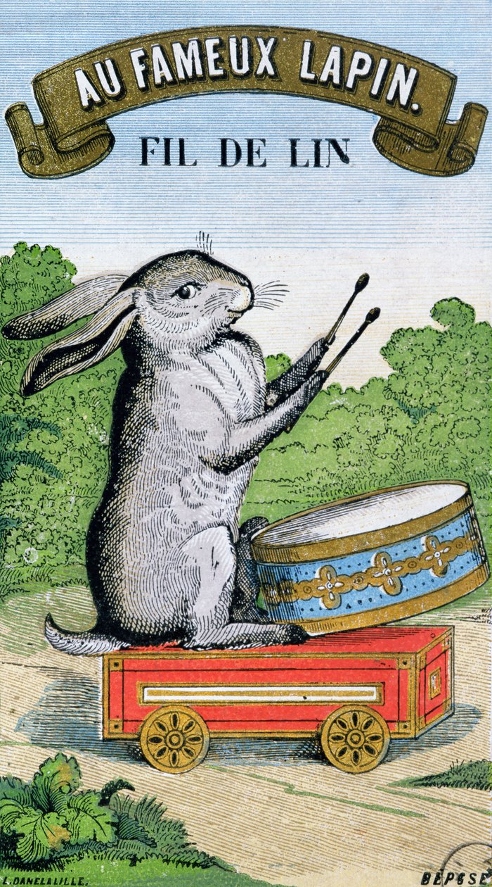 Etikett för märket Au Fameux Lapin av lintråd av French School