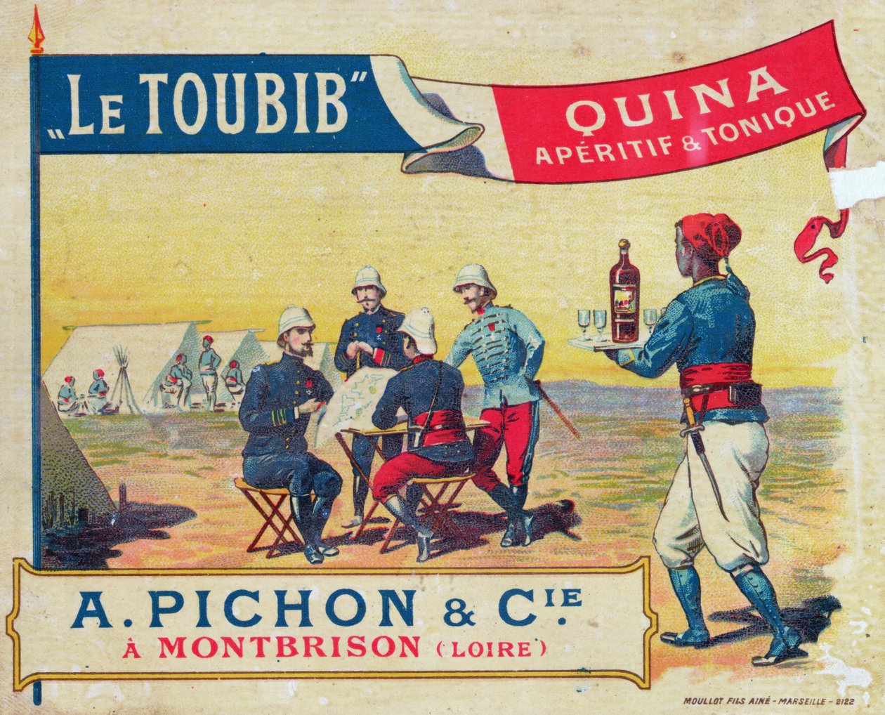 Etikett för le Toubib Aperitif och Tonic Wine, sent 1800-tal av French School