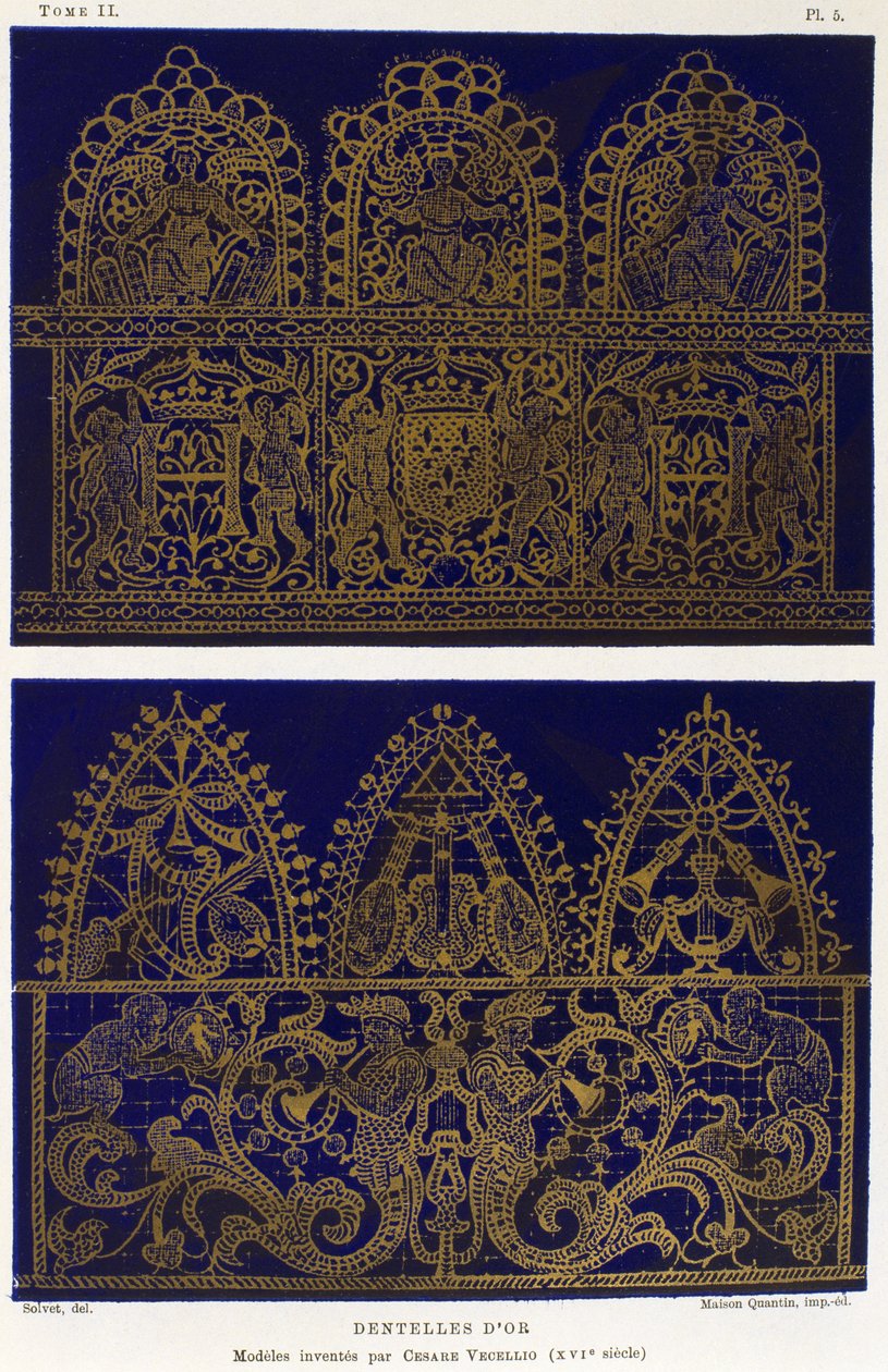 Spetsar i guld, av Cesare Vecellio (1521-1601), gravyr från Dictionnaire de l