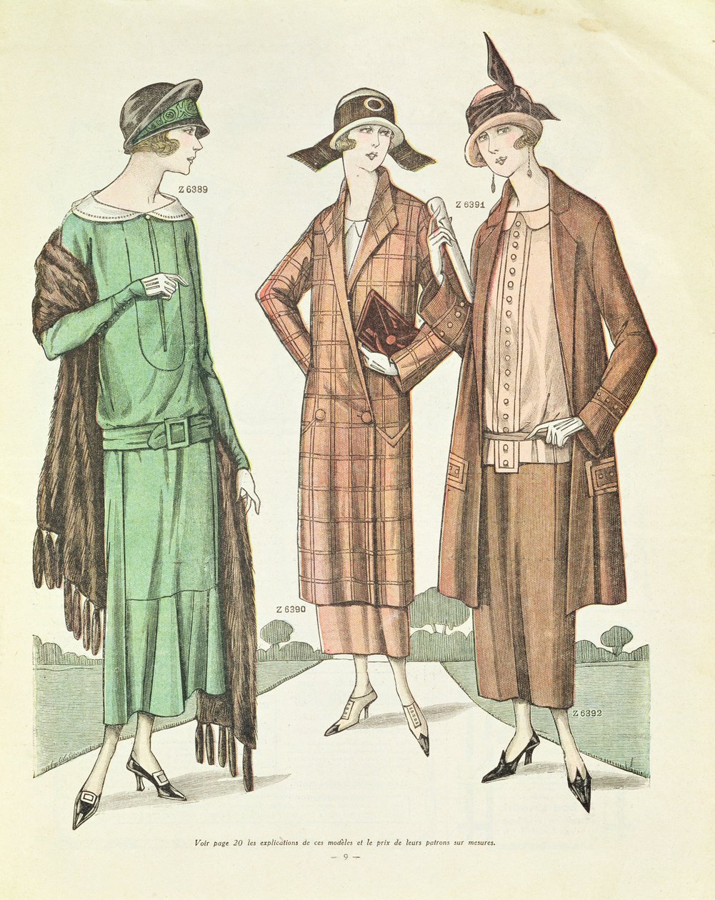 Dammode, illustration från La Veritable Mode Francaise de Paris, 1924 av French School