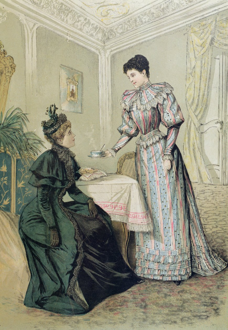 Damer som dricker te. c.1890 av French School