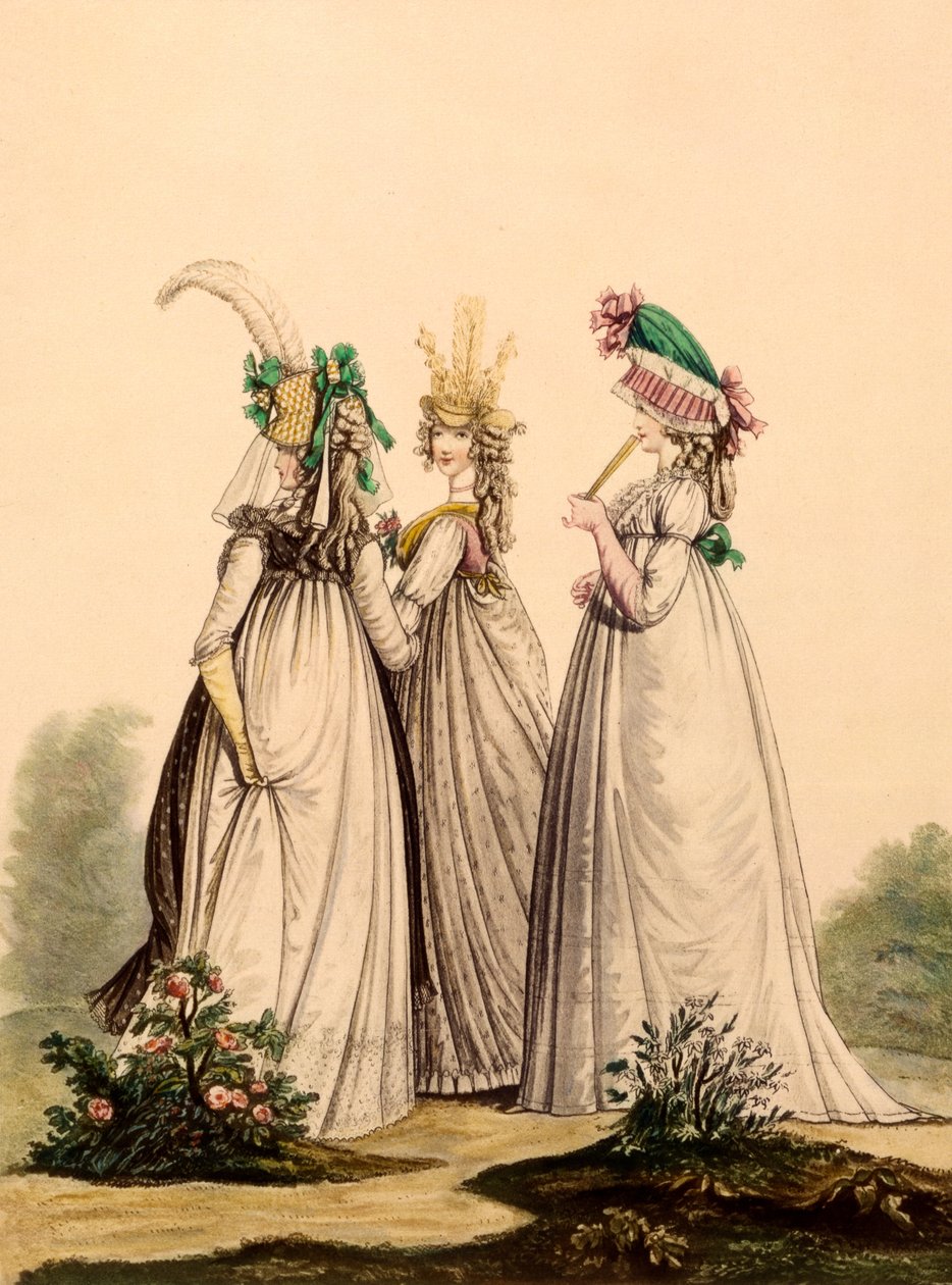 Damer i dagkläder - Modes Anglaises, 1795 av French School