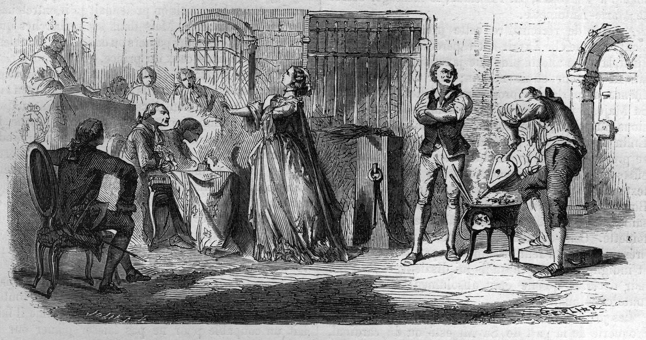Sagan om drottningens halsband: Madame de la Motte (1756-1791) Gravyr i "Historien om påvarna-kungarna-drottningarna-och-kejsarna genom århundradena" av Maurice Lachatre av French School