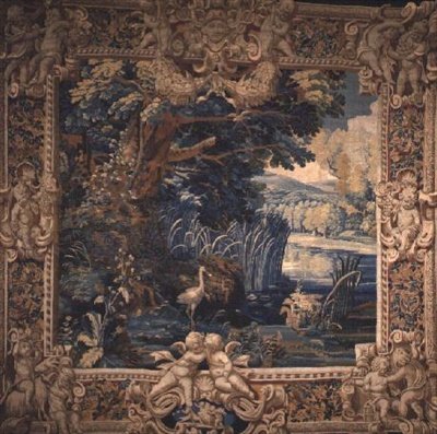 Landskap, Paris, tidigt 1600-tal (ull- och sidenväv) av French School