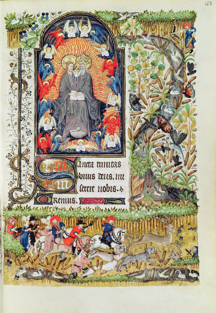 Lat 1156 B f.163 november; hjortjakt, från Marguerite dOrleans timmar, 1426-38 av French School