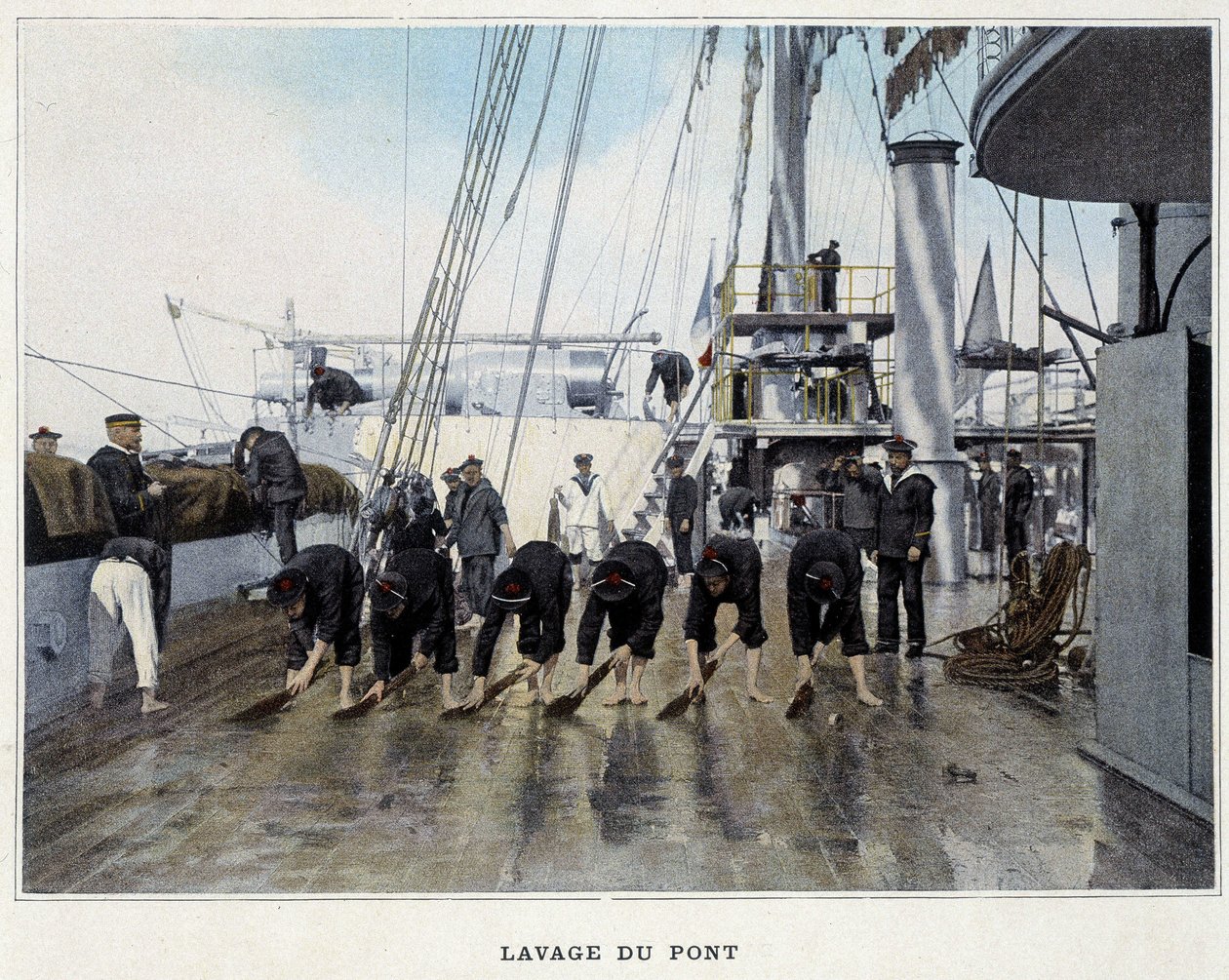 Washing the Deck - i ""Military Album - Navy: Life on Board"" av French School