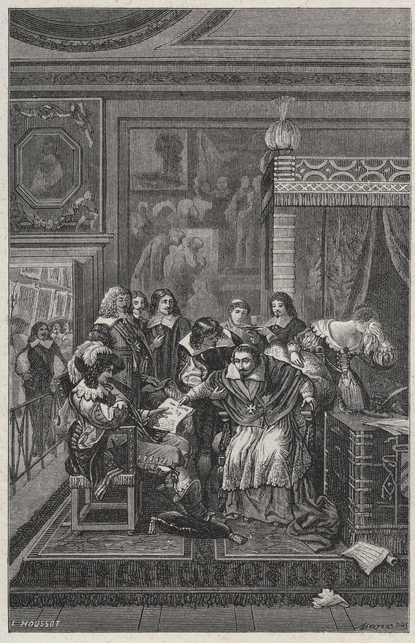 Den döende kardinal de Richelieu Litografi av Charles Motte (1785-1836) i "Les Hommes Celebres de la France" av Louis Dumas 1889 av French School