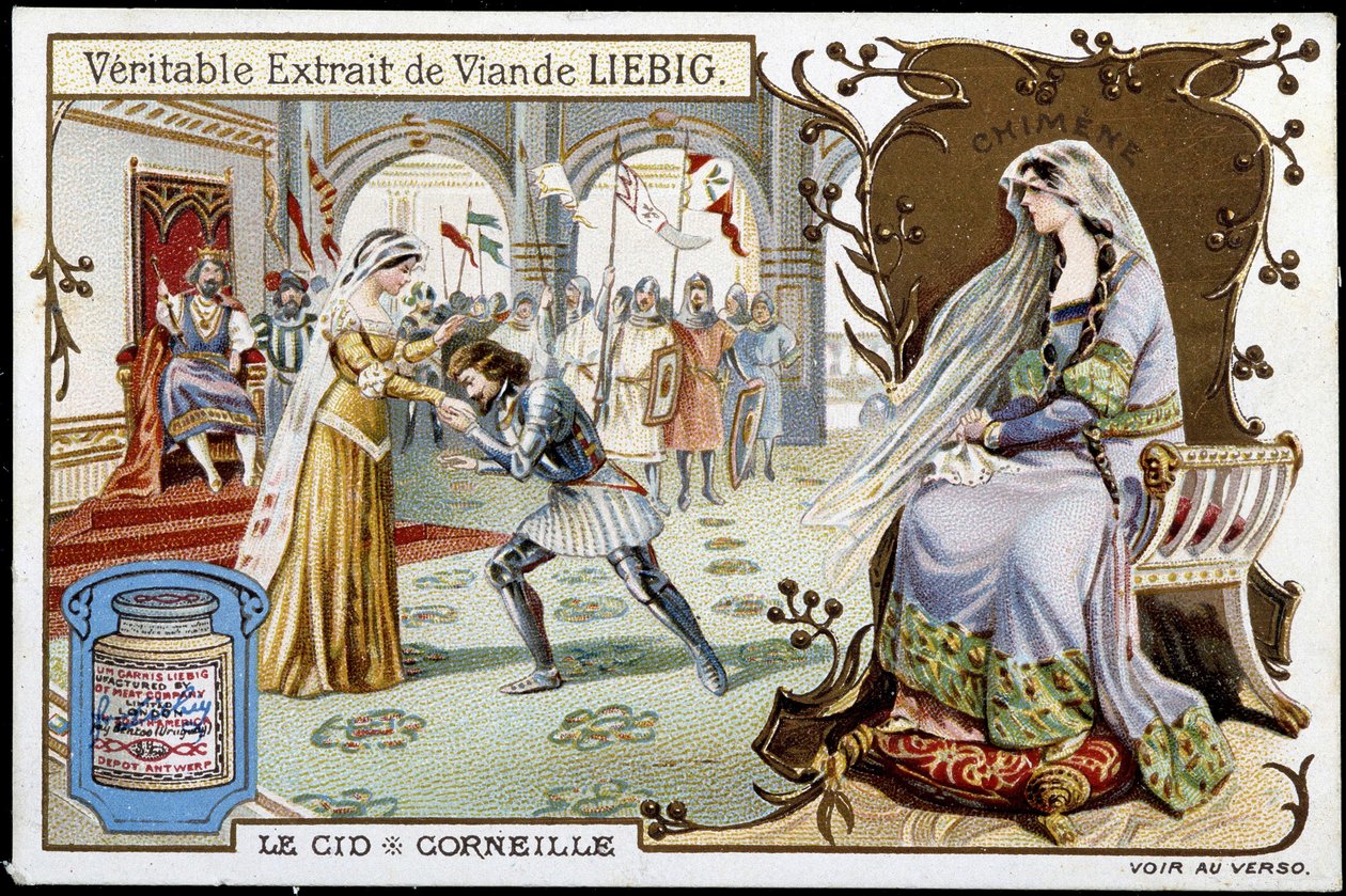 Le Cid de Pierre Corneille (1606 - 1684), kromolitografi Liebig, sd. 1800-talet av French School