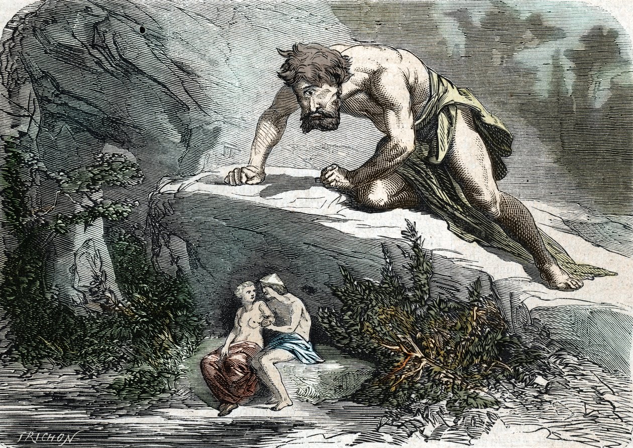 "Le Cyclops Polypheme överraskande Galatee et Acis" (gravyr) 1864 av French School