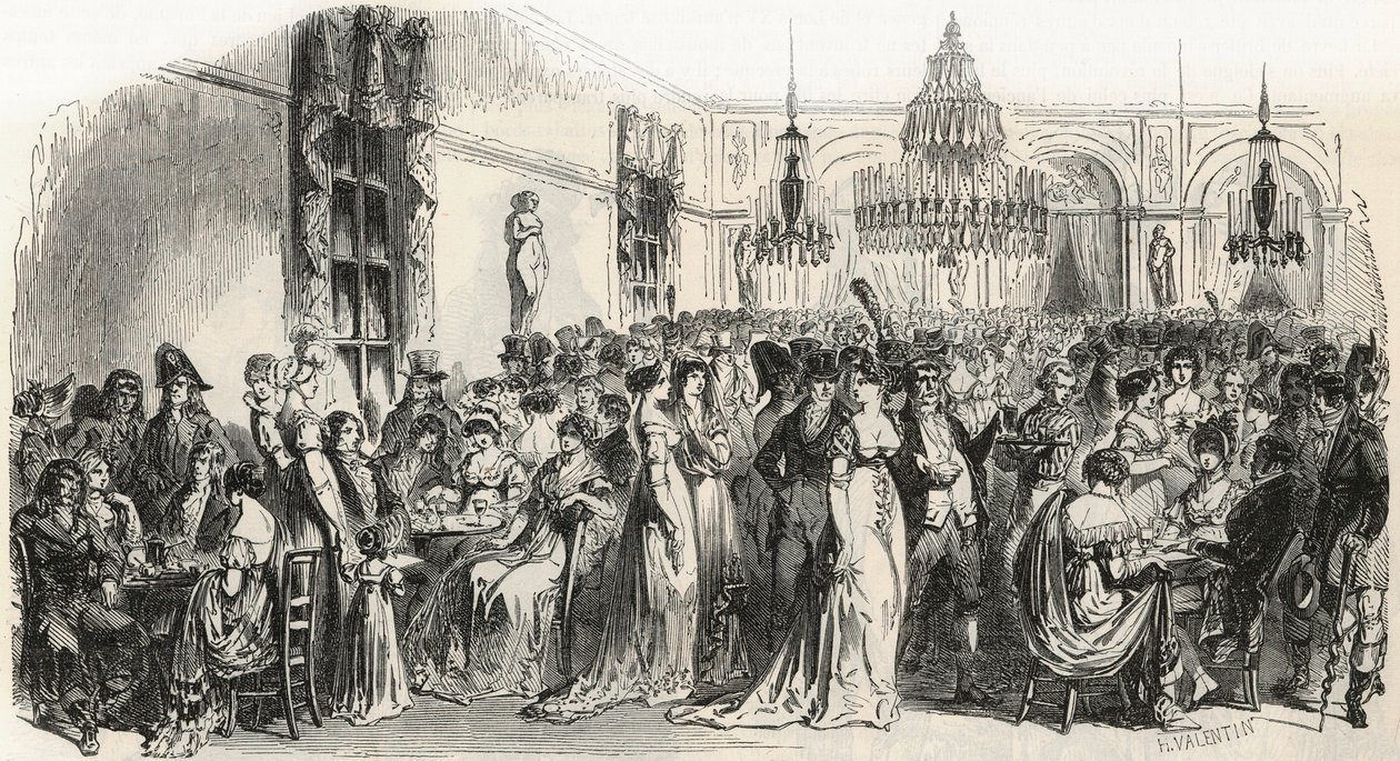Grand Salon du cafe Frascati i Paris på 1800-talet - Gravyr i "Tableau-de-Paris"" av Edmond Texier 1852 av French School