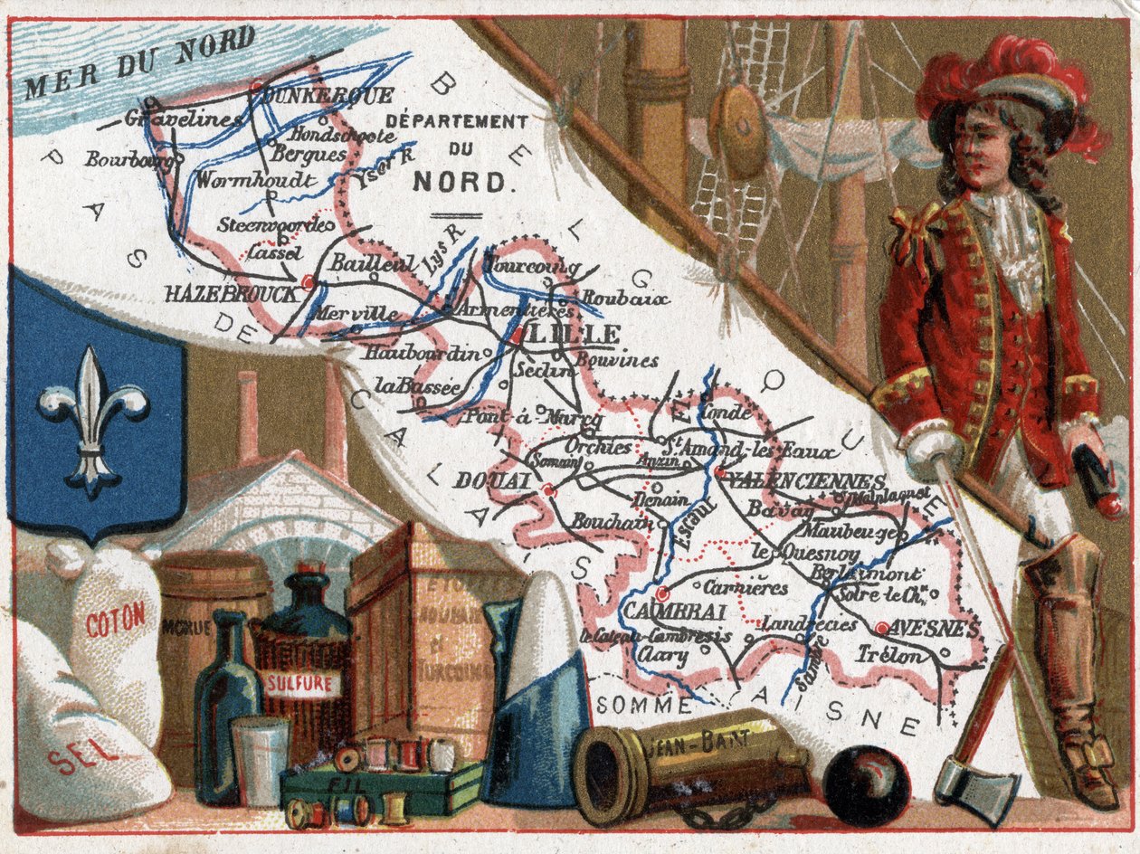 Le Nord (59), Nord Pas De Calais (Nord-Pas de Calais), Frankrike. Porträtt av Jean Bart (Jan Bart eller Jan Baert av French School