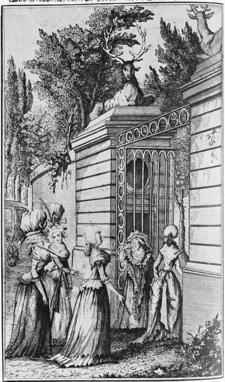 Le Parc aux Cerfs, porten till Ludvig XV:s kungliga tillflyktsort (1710-74), förvaltad av Madame de Pompadour (1721-64) av French School