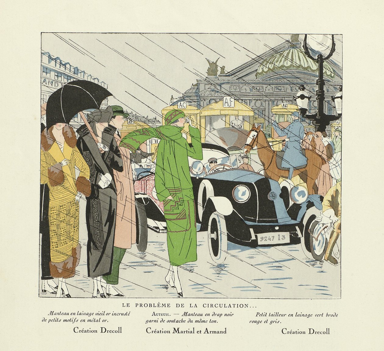 Le Probleme de la Circulation, från Art-Gout-Beaute, pub.1924(stenciltryck) av French School