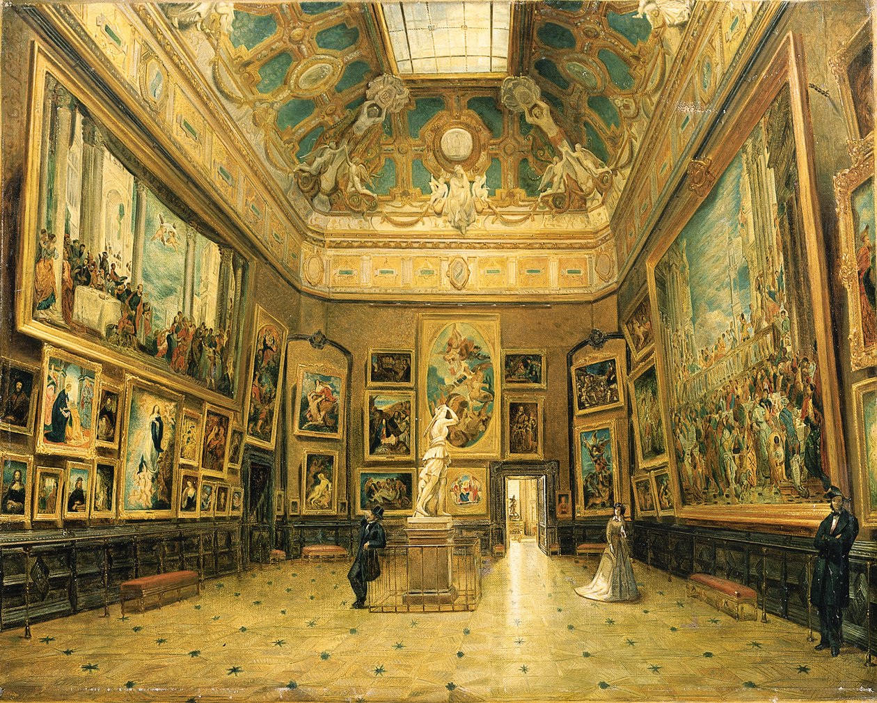 Salongen Carre du Louvren, ca 1870 av French School