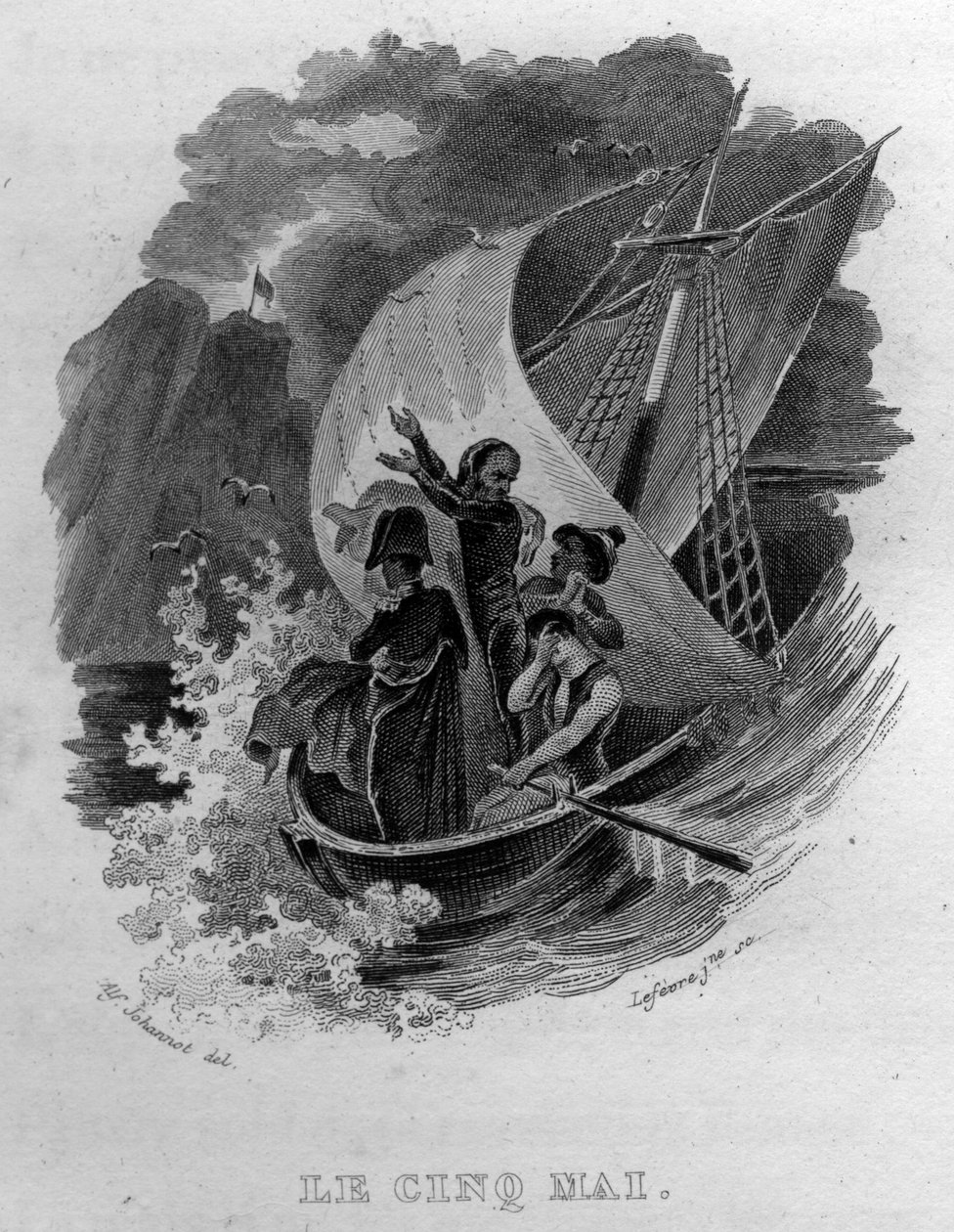 Den femte maj Chanson de Beranger i "" Oeuvres completes"" (1834) av Pierre Jean de Beranger (1780-1857), fransk poet och låtskrivare. av French School