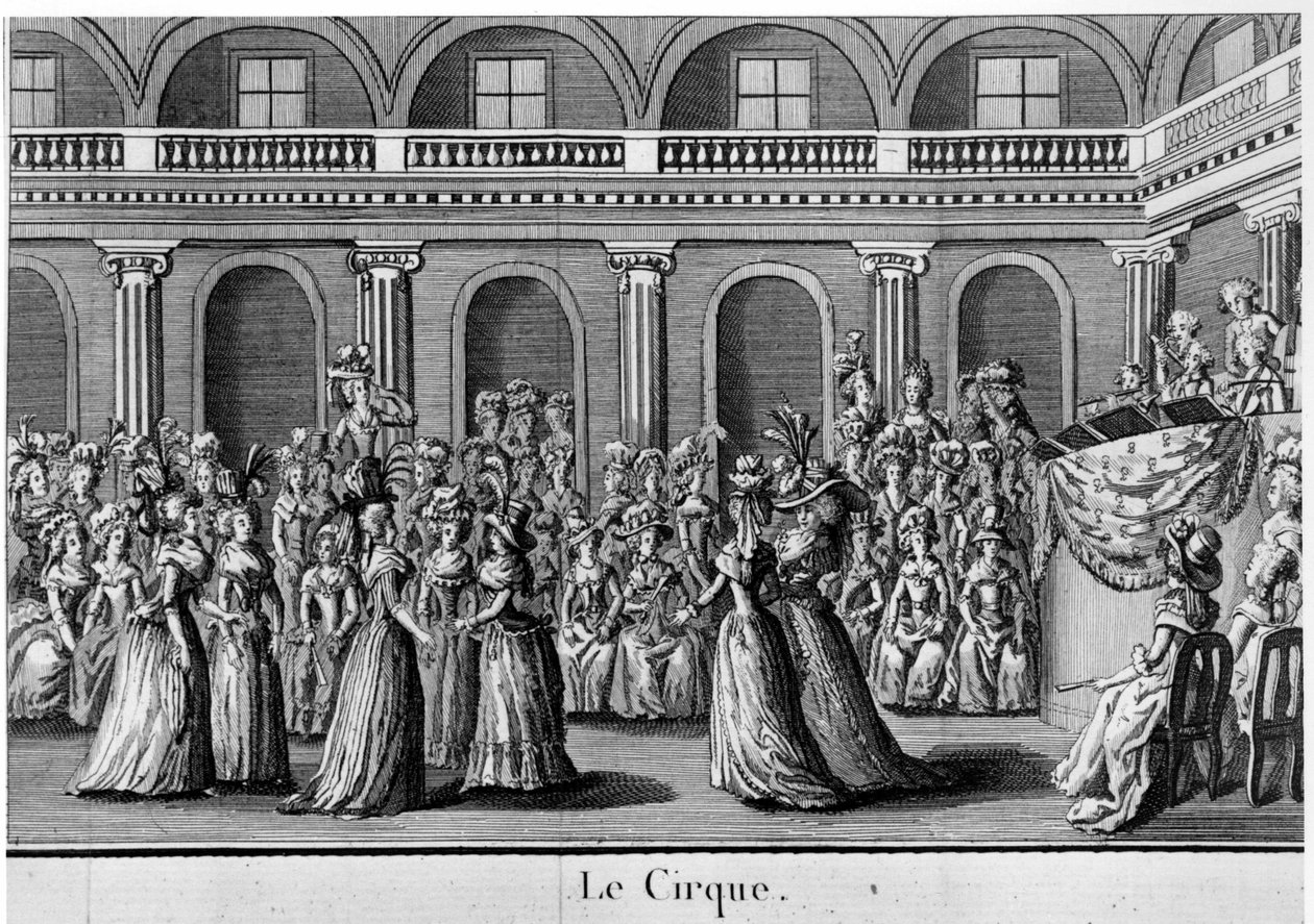 Cirkusen: kvinnor från adeln dansar - i "" Kungliga slottets flickor "", frontispice, volym II, red. London av French School