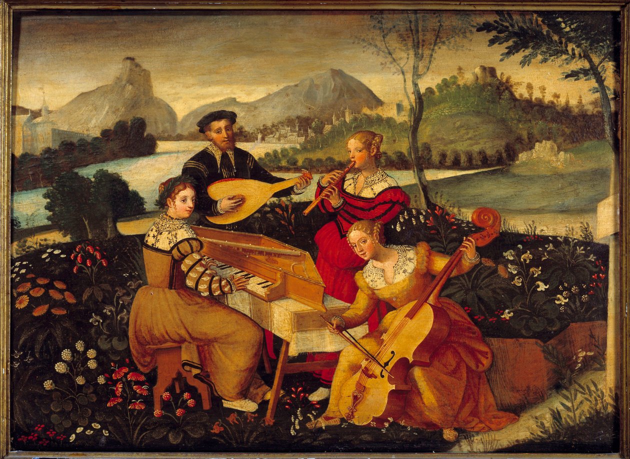 Countrykonserten Painting of the French School. Bourges från 1500-talet, bärmuseet av French School
