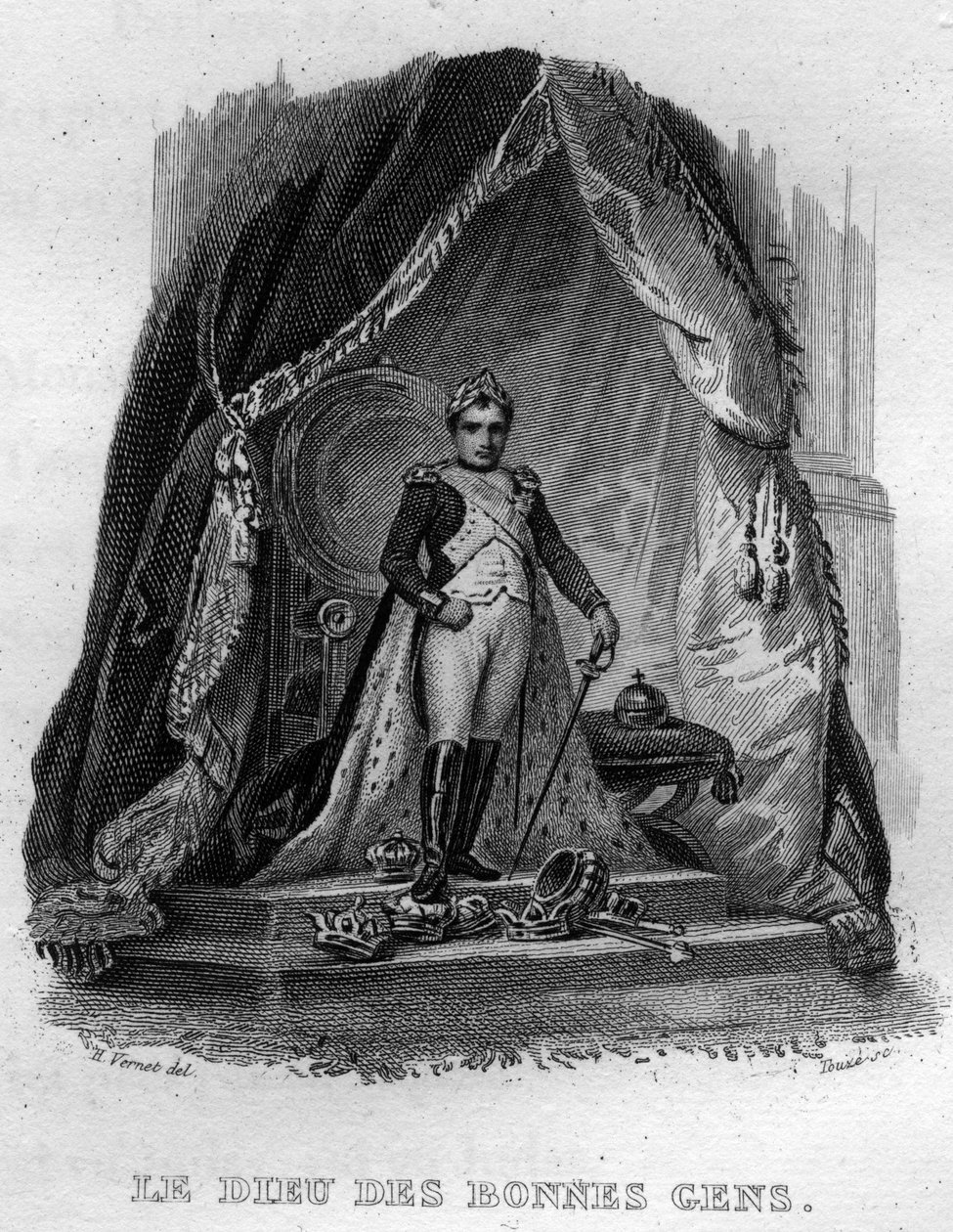 Det goda folkets gudBerangers sång i ””Oeuvres completes”” (1834) av Pierre Jean de Beranger (1780-1857), fransk poet och låtskrivare. av French School