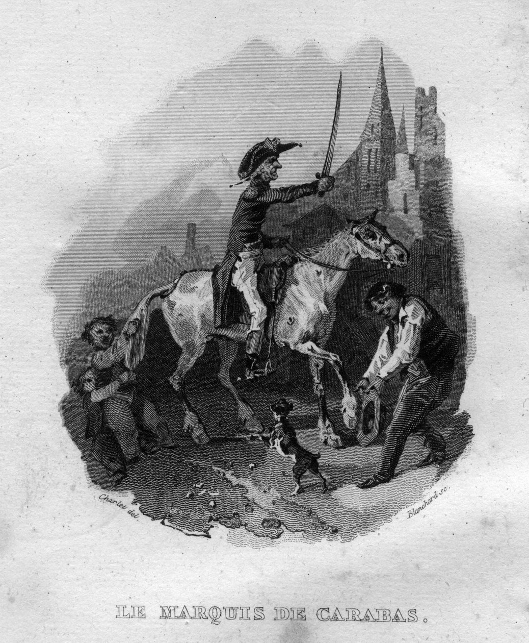 Markisen av Carabas Chanson de Beranger i "" Oeuvres completes"" (1834) av Pierre Jean de Beranger (1780-1857), fransk poet och låtskrivare. av French School