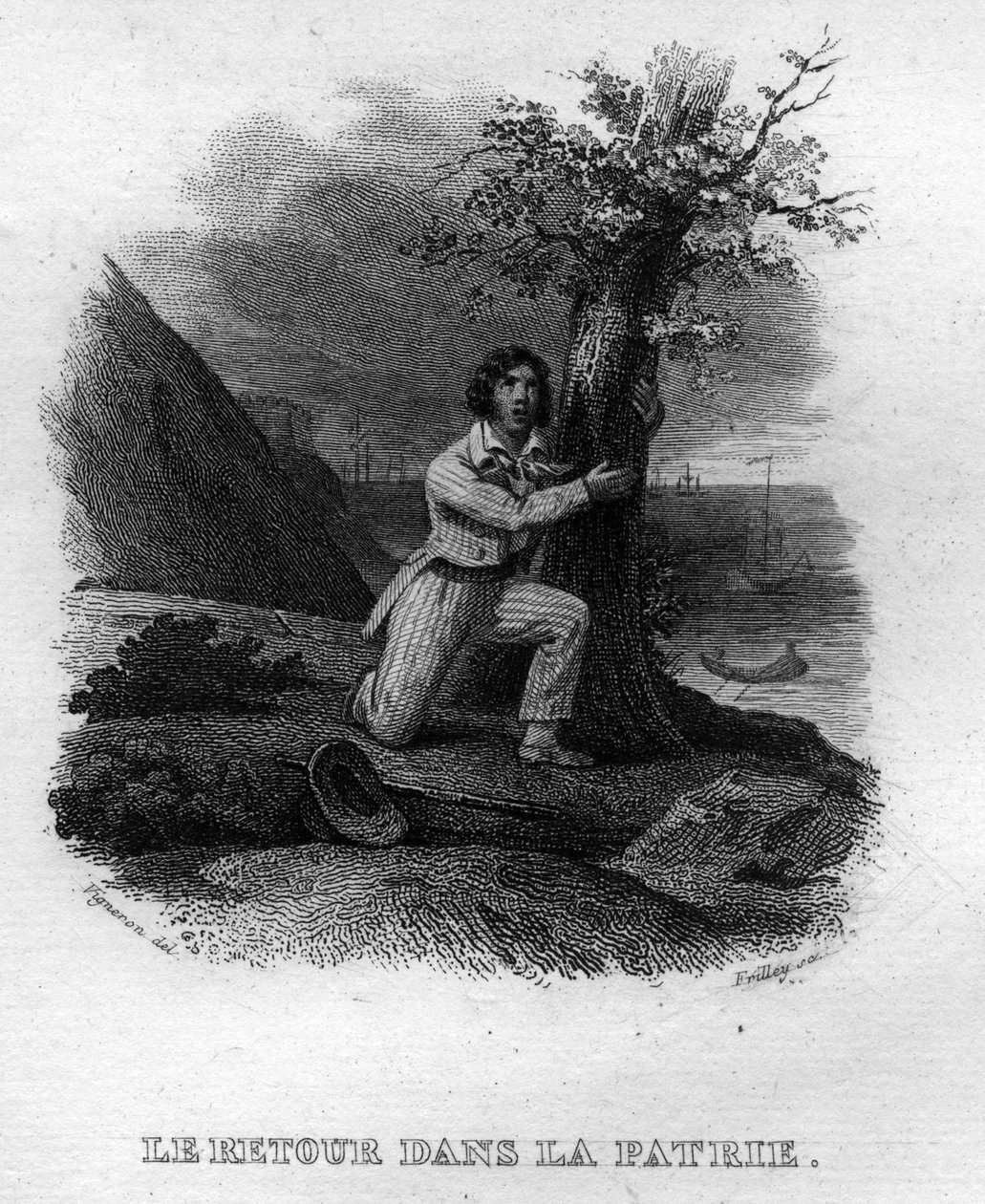 Le retour dans la patrie Chanson de Beranger i "" Oeuvres completes" (1834) av Pierre Jean de Beranger (1780-1857), fransk poet och låtskrivare. av French School