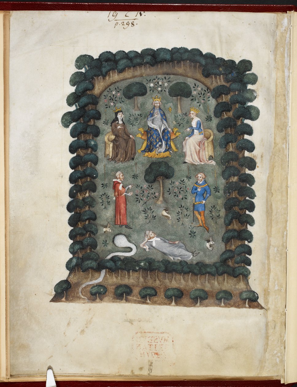 Le songe du vergier, tillskriven Évrart de Trémaugon, Royal MS 19 C IV, f.1v av French School