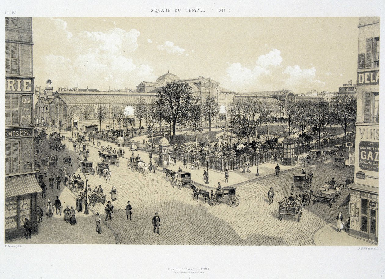 Le square du temple en 1881 - i "Paris genom tiderna: le templet et la rue Royale", sent 1800-tal av French School