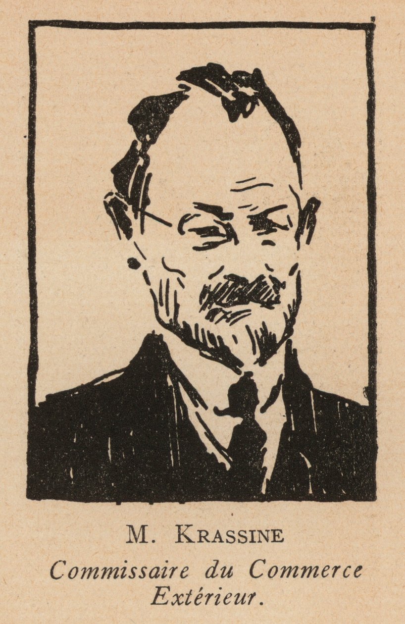 Leonid Krasin, rysk bolsjevikisk revolutionär politiker och folkkommissarie för utrikeshandel (litografi) av French School
