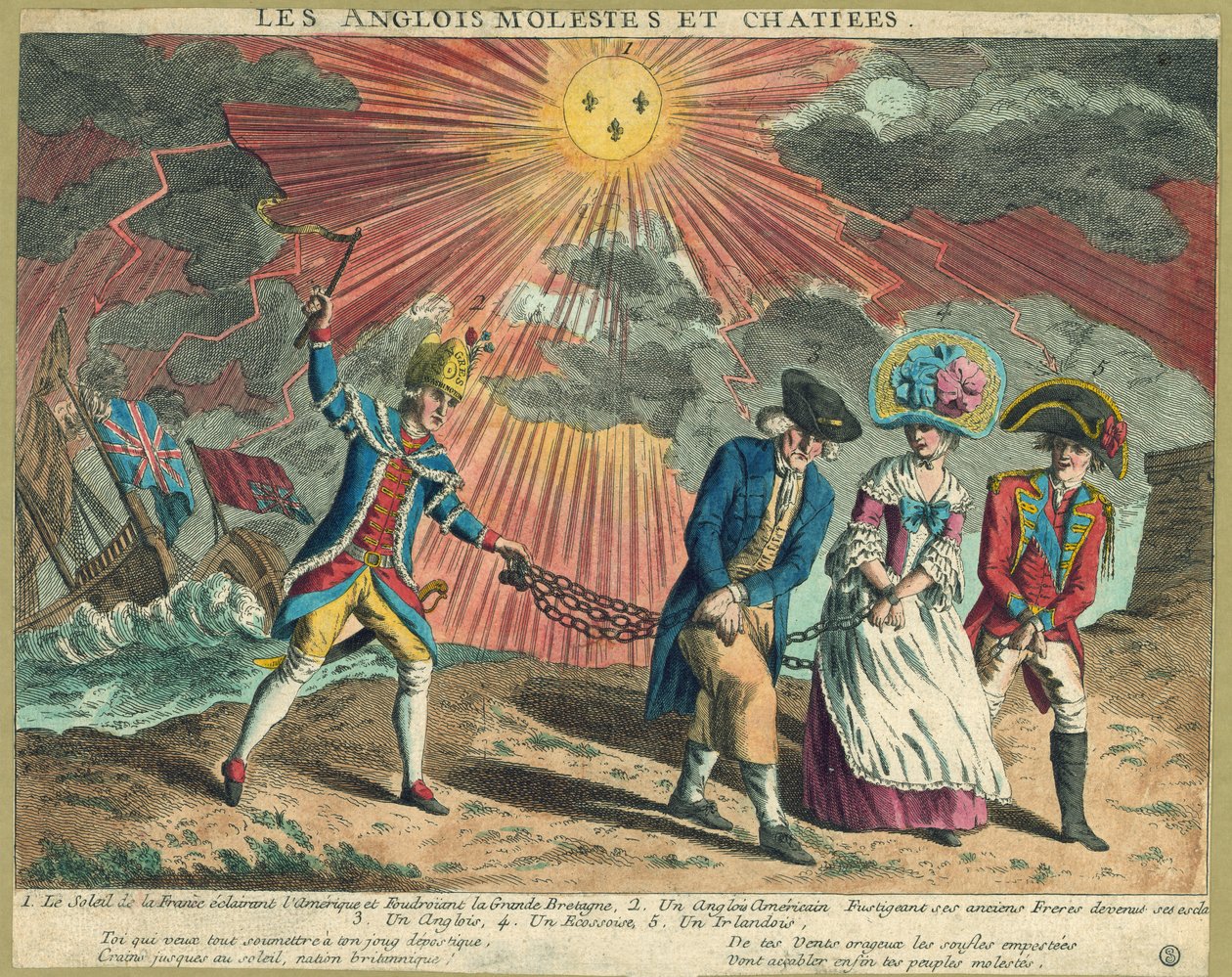 The English Molestes and Chatiees, pub. 1779 (handfärgad gravyr) av French School