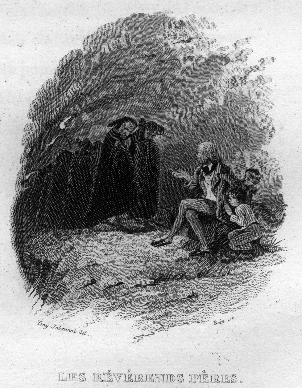 Den vördade fadern Chanson de Beranger i "" Oeuvres completes"" (1834) av Pierre Jean de Beranger (1780-1857), fransk poet och låtskrivare. av French School