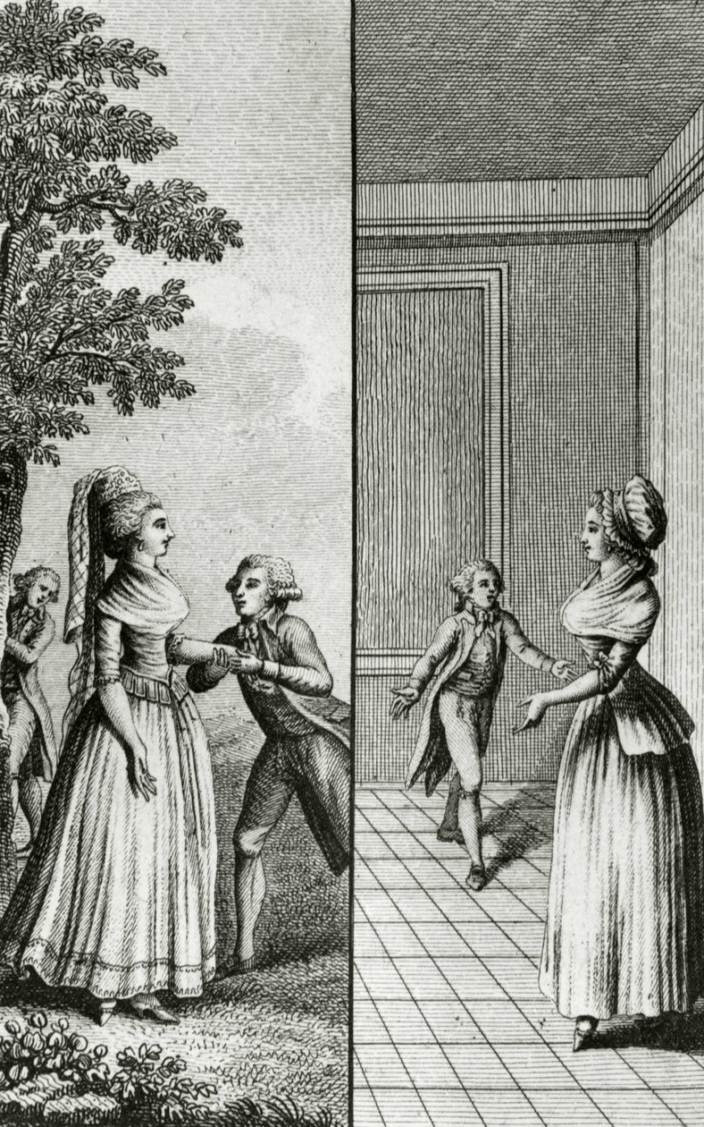 Libertinage - i "Historia dag för dag av en kvinna från den franska republiken", Restif de La Bretonne (1734-1806), Genève 1791-1794. av French School