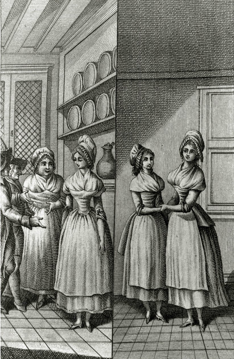 Libertinage - i "Historia dag för dag av en kvinna från den franska republiken", Restif de La Bretonne (1734-1806), Genève 1791-1794. av French School